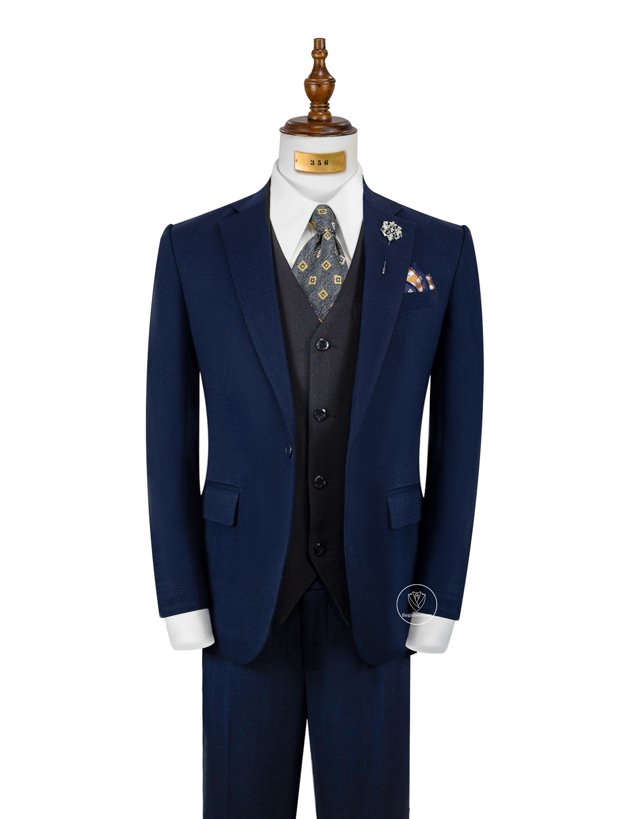 Bộ Suit Xanh Đen Chấm Nhỏ Modern Fit TGS356 #0